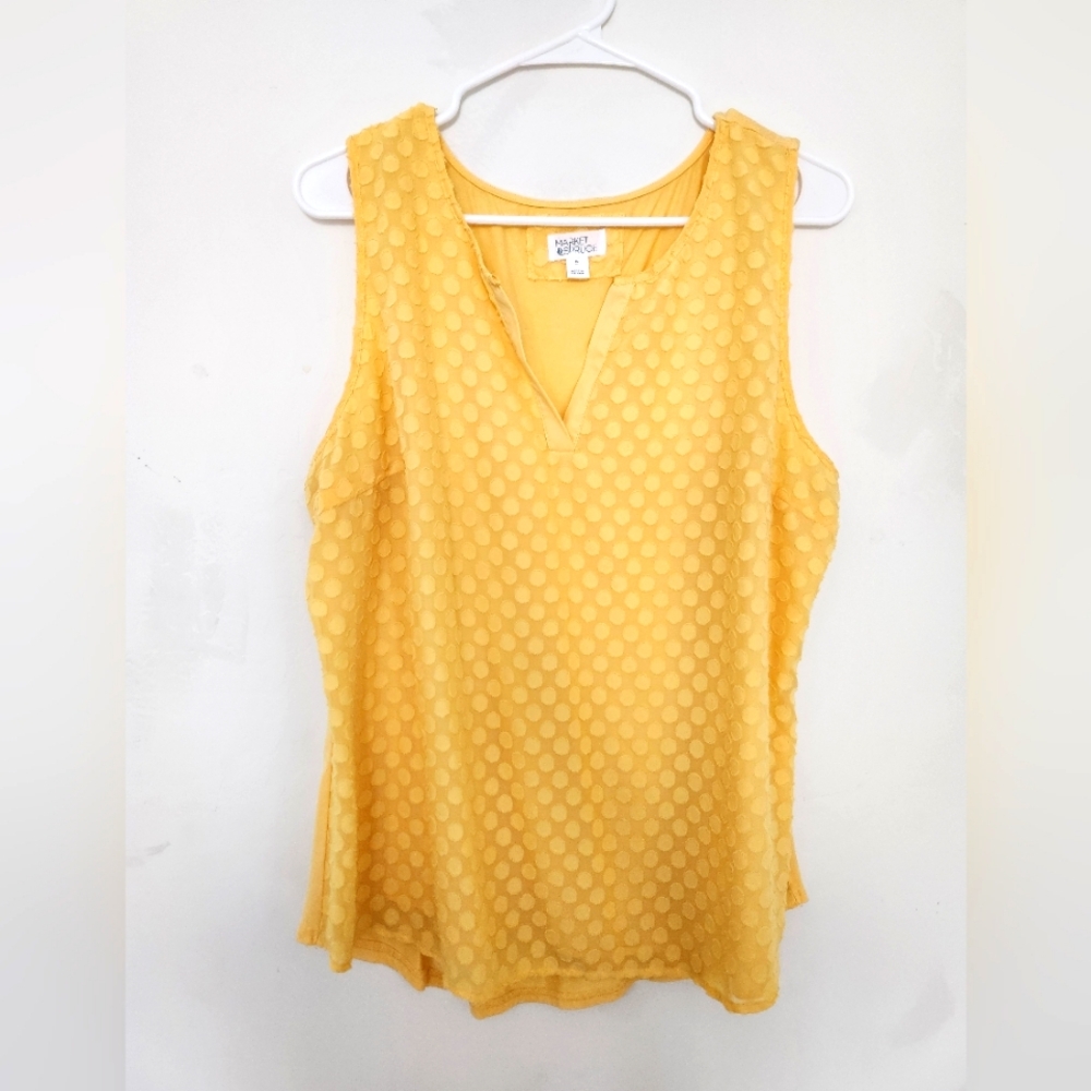 Market & Spruce Yellow Elide Textured Mixed Media Top